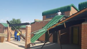 Commercial property with structural roof damage